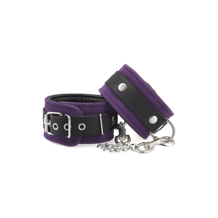 Erotic Fashion Handcuffs Purple-Black Genuine Leather