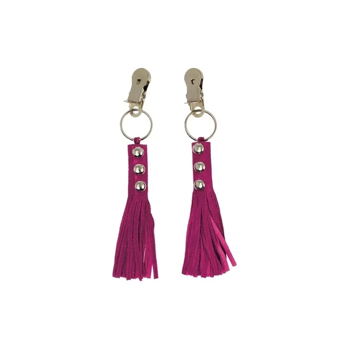 Erotic Fashion Breast Clamps Pink-Black Leather