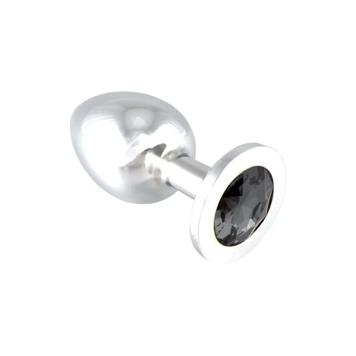 Erotic Fashion Anal Plug, Metal, Silver And Black Metal 9.7 Cm Long, 1er