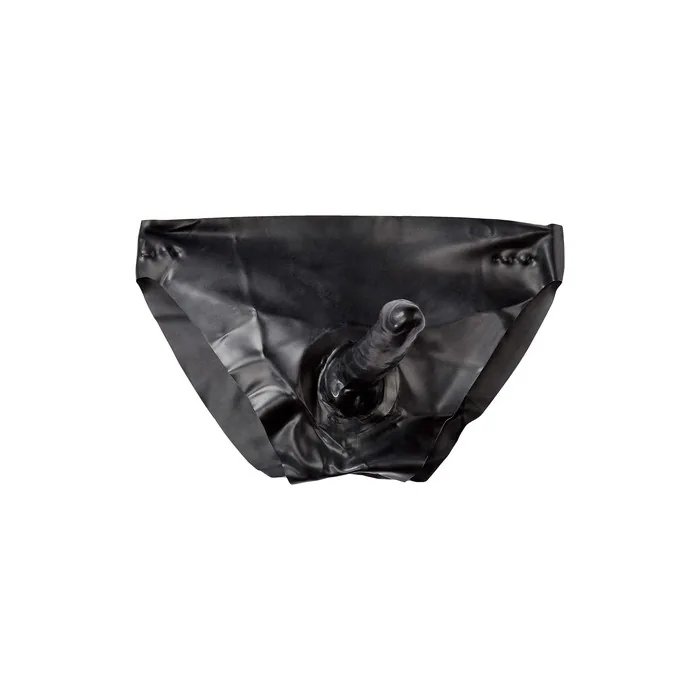 3 Brujas Erotic Fashion Women's Slip with 2 Dildos Inside 12x3.5cm Outside 14.4 Latex Black Size S