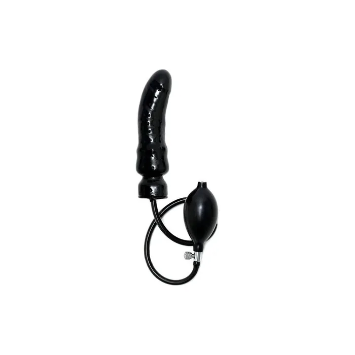 Erotic Fashion Inflatable Penis-Shaped Dildo with Solid Core Black Rubber 3.5 x 15 cm