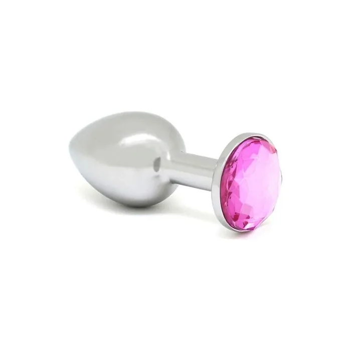Erotic Fashion Metal Anal Plug Silver and Pink 7.3cm long