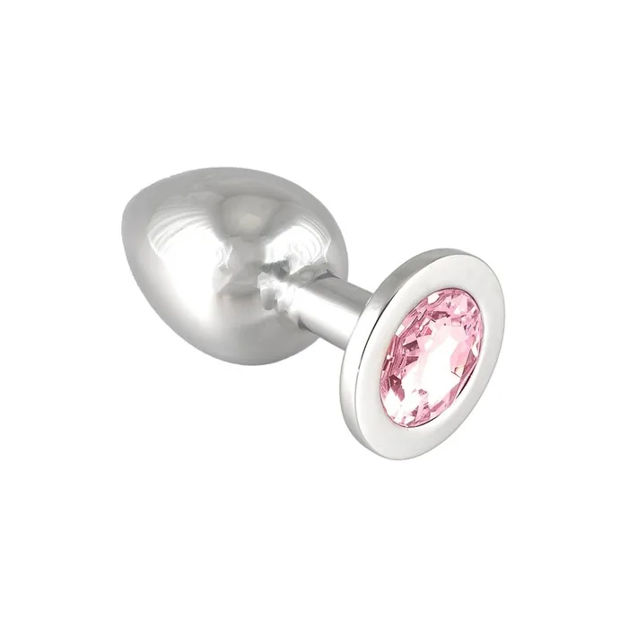 Erotic Fashion Metal Anal Plug Silver and Pink Metal 9.7cm Long