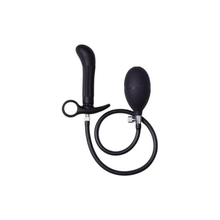 Rimba Latex Play Inflatable Anal Plug with Pump Black