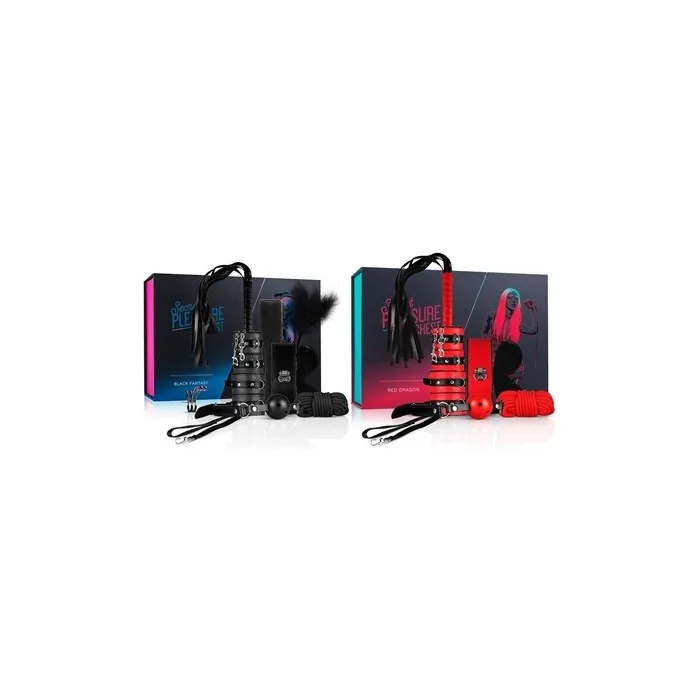 Secret Pleasure Chest 8/10 Piece SM Set Bondage Fetish Restraints Rope Whip