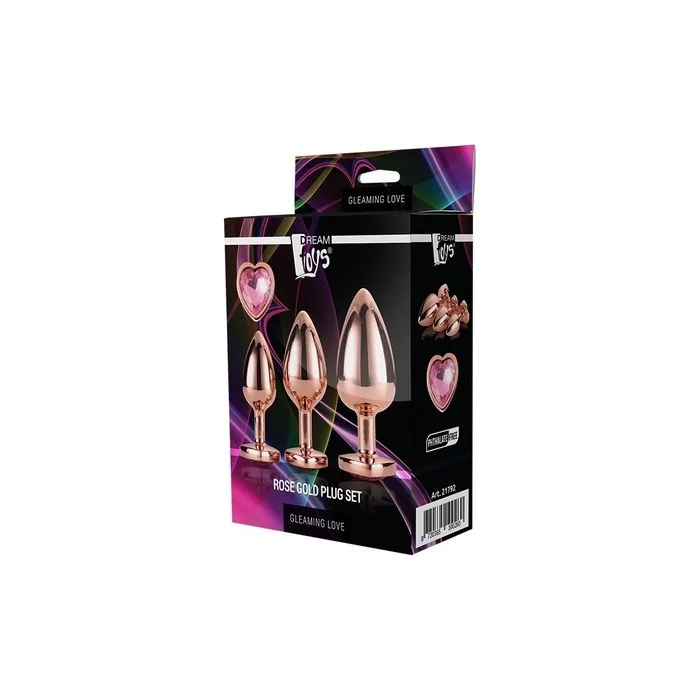 Dream Toys Gleaming Love Anal Plug Rose Gold 3 Pieces