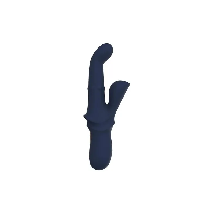 Dream Toys Goddess Iris Duo Vibrator With Rocking Function And Moving Balls In Navy Blue