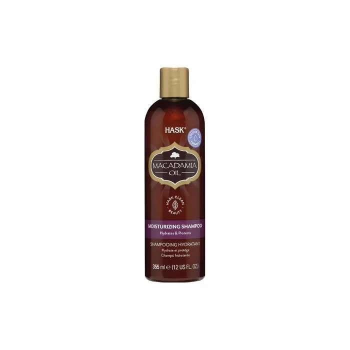 HASK Macadamia Moisturizing Oil Shampoo for All Hair Types Color Safe Gluten-Free Sulfate-Free Paraben-Free 355ml Bottle
