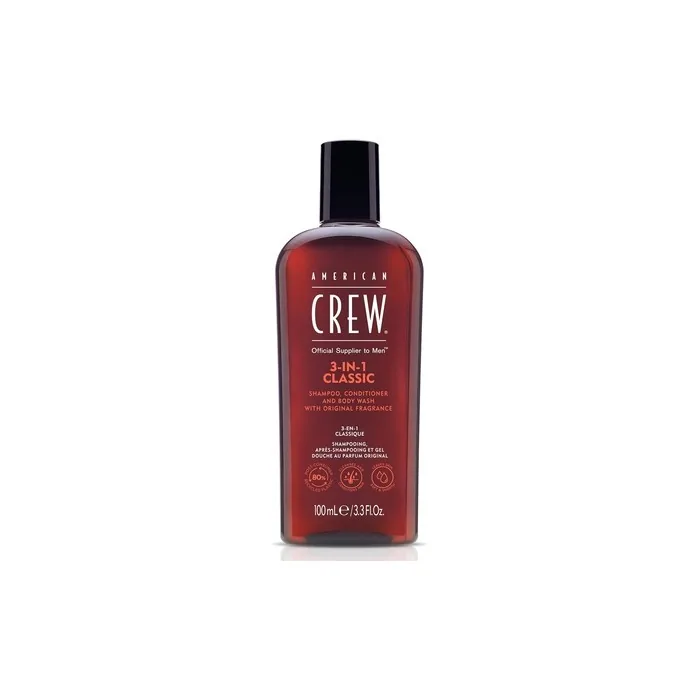 American Crew 3-in-1 Shampoo, Conditioner & Body Wash for Men 3.3 Fl Oz Fresh