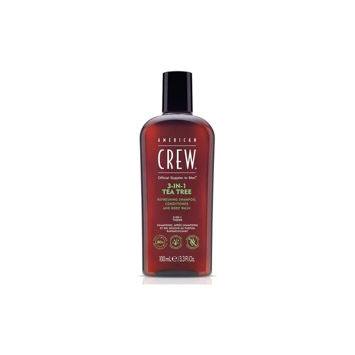 American Crew 3-in-1 Shampoo, Conditioner & Body Wash for Men Tea Tree Scent 3.3 Fl Oz