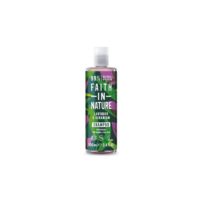 Natural Lavender and Geranium Shampoo Nourishing Vegan and Cruelty-Free 100ml Travel Size