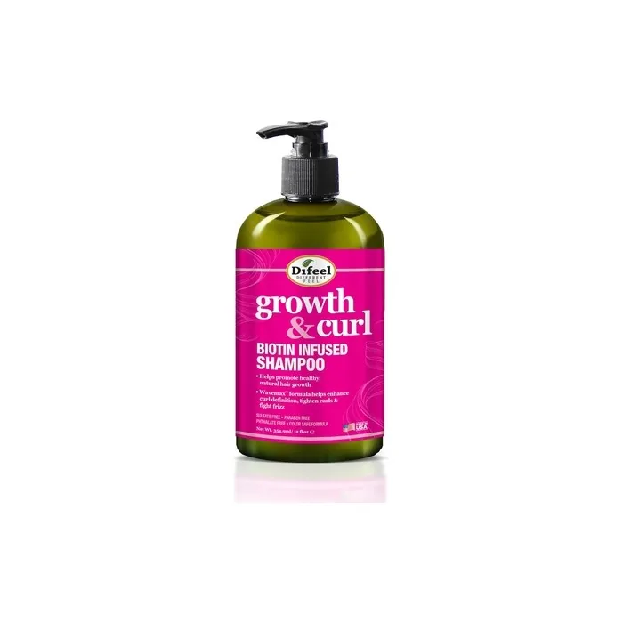 Difeel Growth and Curl Biotin Shampoo 12 Oz - Curly Hair Shampoo