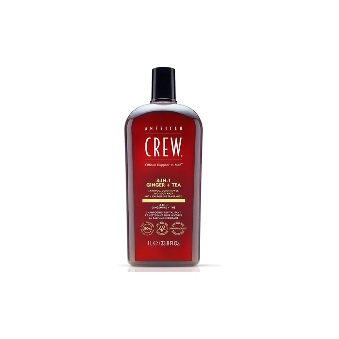 American Crew 3-IN-1 Ginger + Tea Shampoo, Conditioner and Body Wash 33.8 Fl Oz