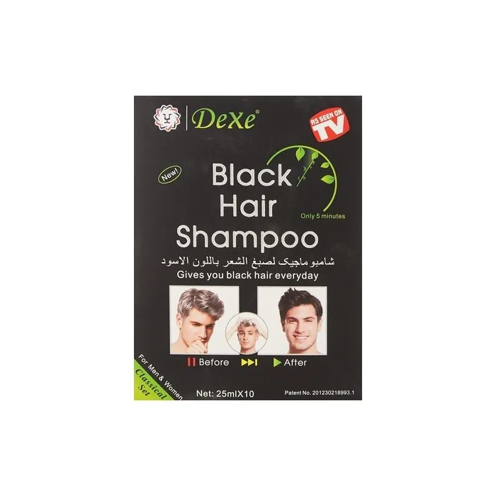 Dexe Black Hair Shampoo for Men and Women - Pack of 10