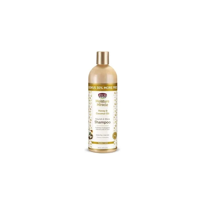 African Pride Moisture Miracle For Natural Coils & Curls Nourishes & Shines Sulfate Free Color Safe Shampoo