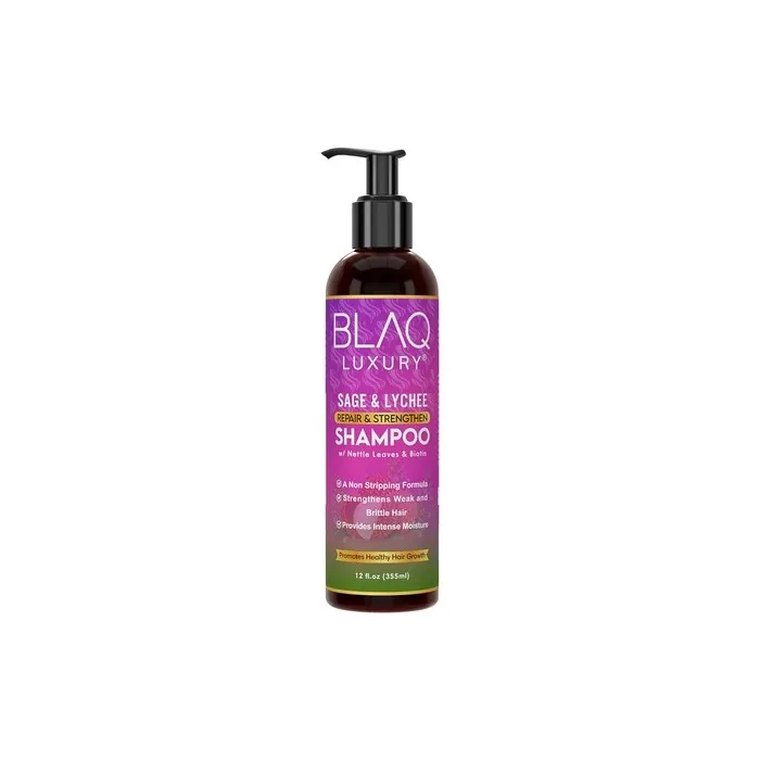 Blaq Luxury Sage & Lychee Repair and Strengthen Shampoo with Biotin and Nettle - Sulfate-Free Formula for All Hair Types