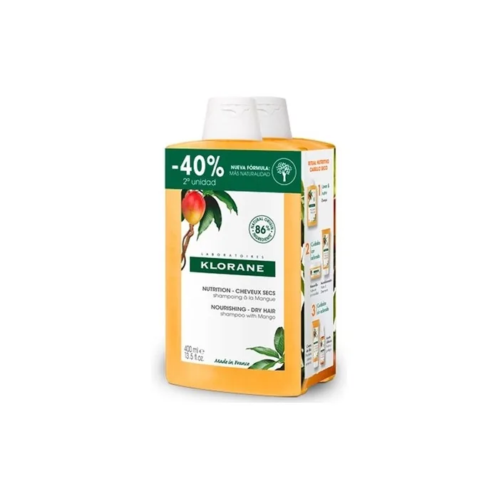 Klorane Mango Nourishing Shampoo for Dry Hair Duo 2 x 400ml