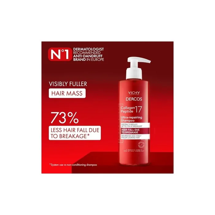Dercos Collagen Peptide 17 Ultra Repairing Shampoo Anti Hair Fall & Bond Repair