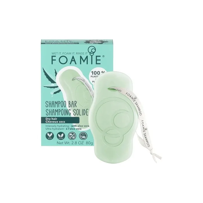 FOAMIE Aloe Shampoo Bar for Dry Hair - Plastic-Free pH-Balanced Soap-Free No Sulphates or Parabens - Made in the UK