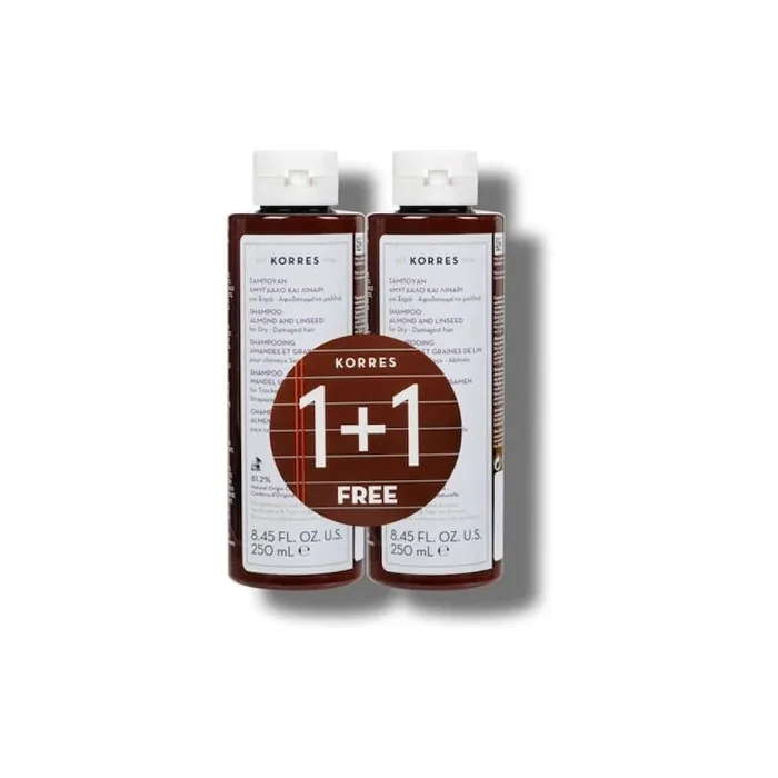 Korres Almond And Flaxseed Shampoo For Dry Hair 2x250ml