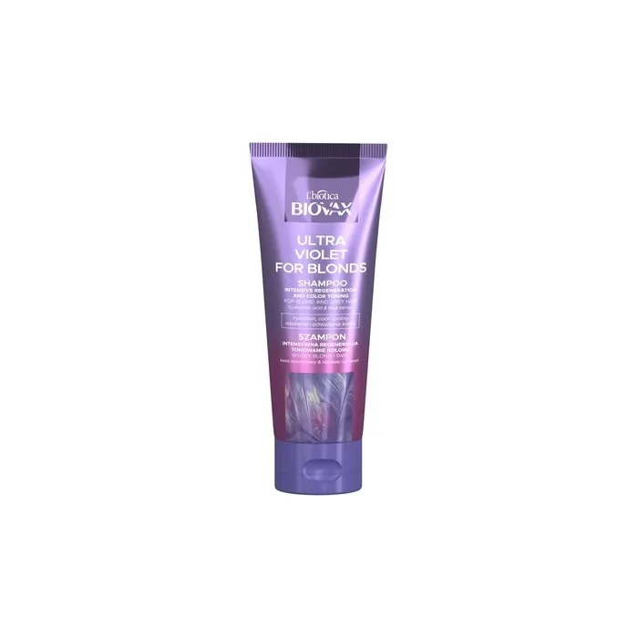 L'Biotica Biovax Ultra Violet For Blonds Shampoo 200ml - Intensive Regenerating Toning Shampoo For Blonde And Gray Hair