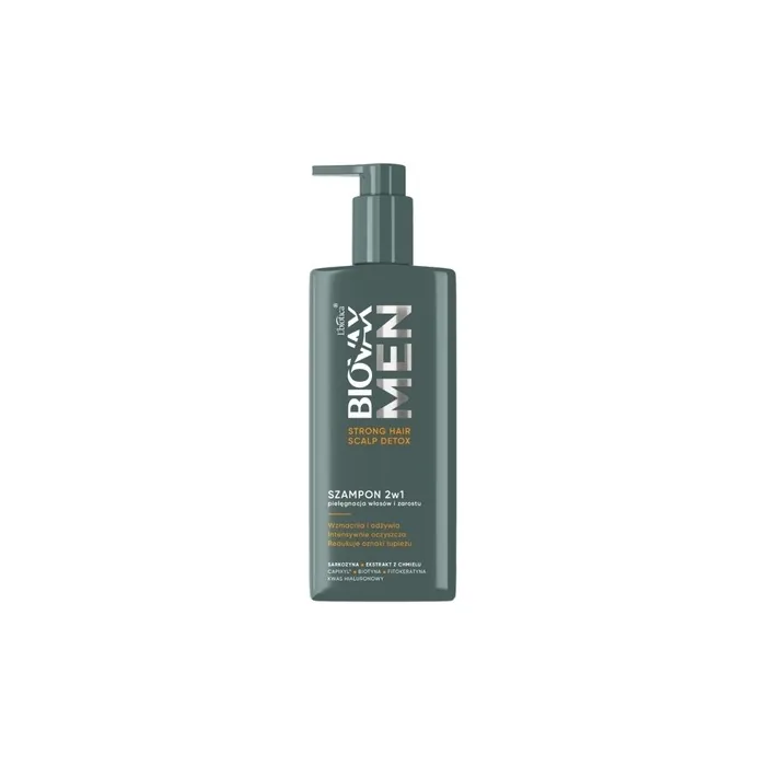 Biovax Men Strong Hair Scalp Detox Shampoo For Hair And Beard Care 2 In 1 200 Ml