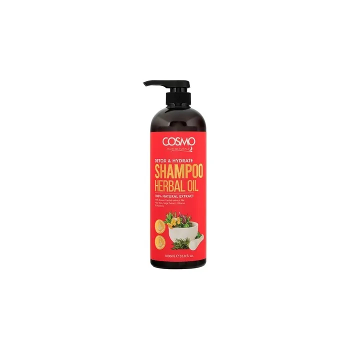 Cosmo Cosmetics Detox & Hydrate Herbal Oil Shampoo 100 Natural Extract 1000ml