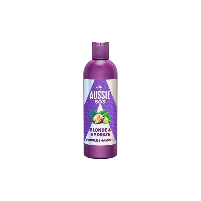 Aussie SOS Blonde & Hydrate Purple Shampoo 500ml for Bleached and Highlighted Hair