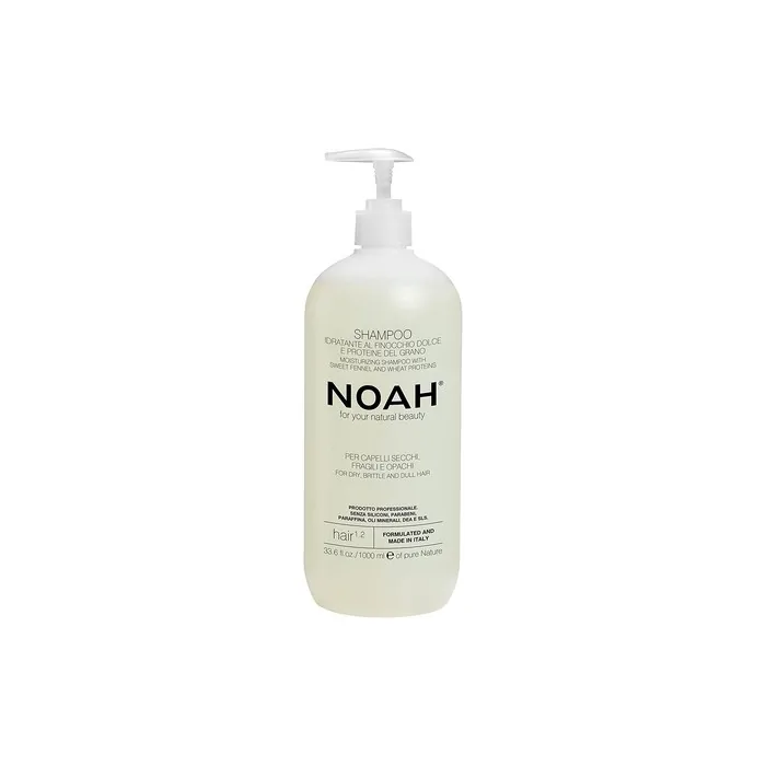 NOAH 1.2 Moisturizing Shampoo with Sweet Fennel and Wheat Protein 1000ml - Made in Italy - Cruelty Free Nickel Tested