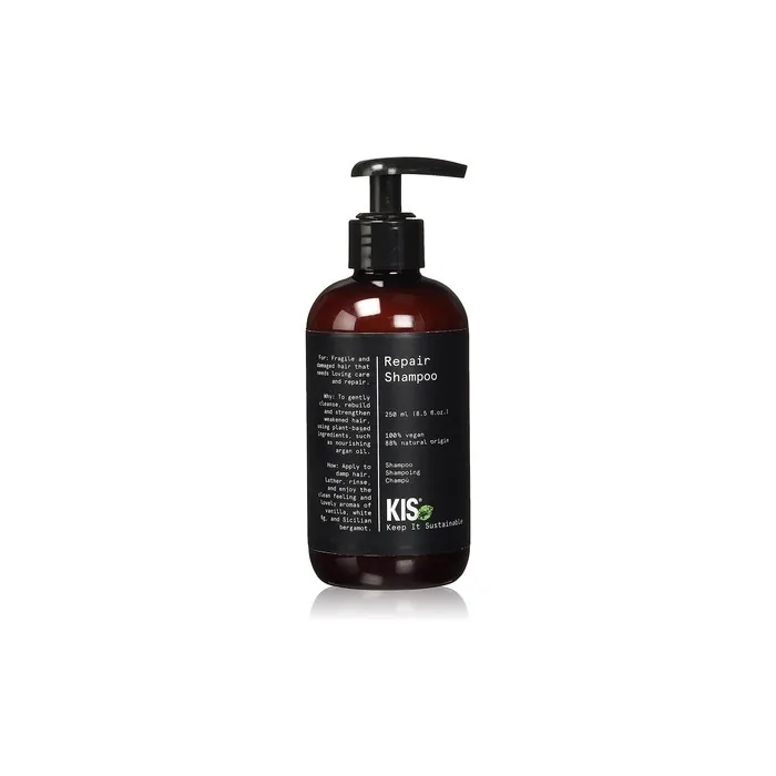 KIS Green Repair Shampoo 250ml for Damaged Hair with Nourishing Argan Oil - 100% Vegan Formula - Sulfate Free