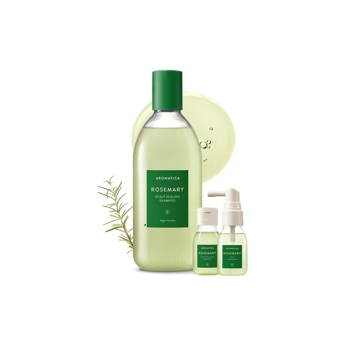 AROMATICA Rosemary Scalp Shampoo 13.53oz 400ml - Vegan Shampoo with Food Grade Essential Rosemary Oil - Removes Dead Skin Cells on Scalp Pores