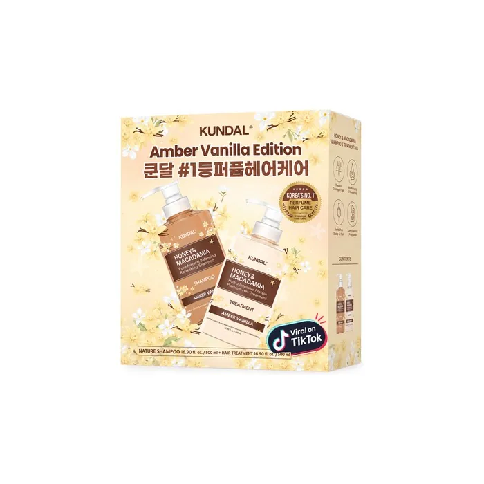 AMBER VANILLA EDITION - HONEY & MACADAMIA SHAMPOO + TREATMENT SET 500ML
