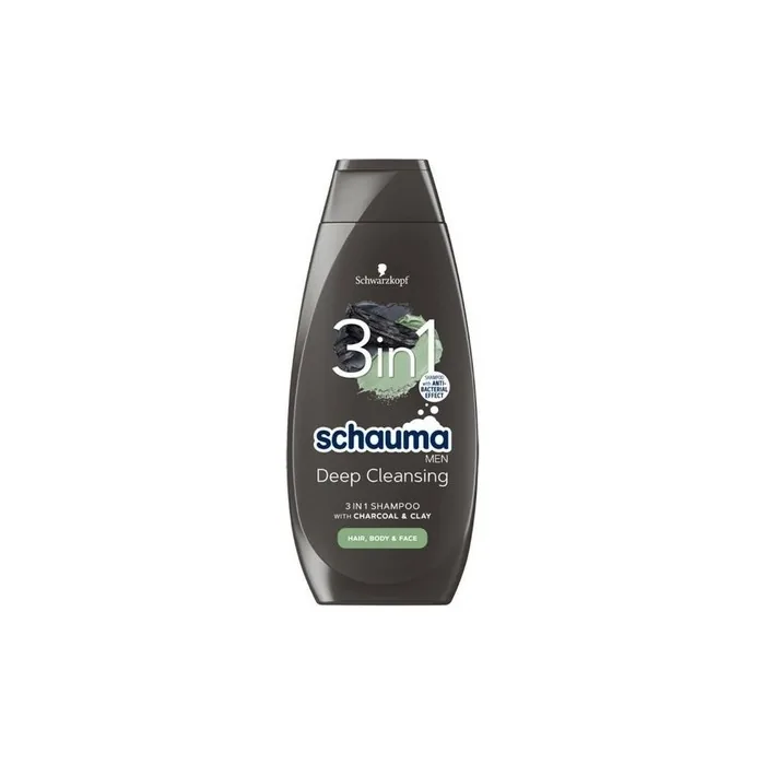 Schauma Men 3-in-1 Shampoo with Charcoal and Clay 400ml