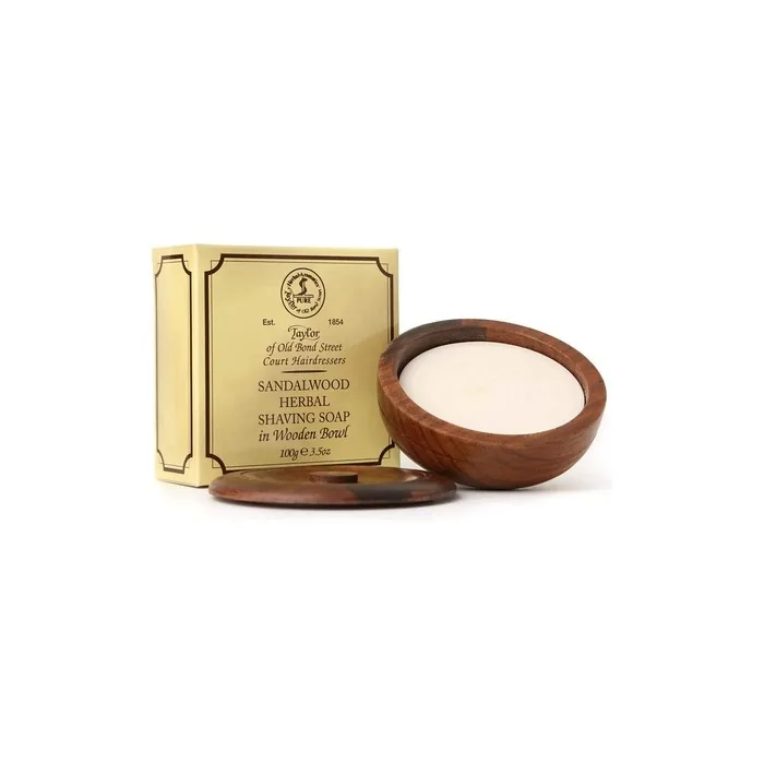 Taylor of Old Bond Street Sandalwood Herbal Shaving Soap 100g Wooden Bowl