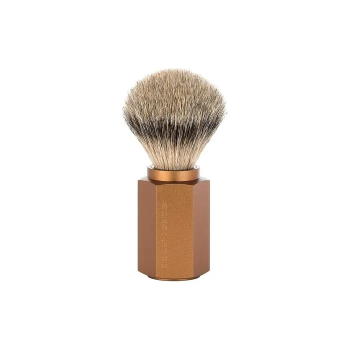Mühle Hexagon Silvertip Badger Shaving Brush, Aluminum Bronze Handle