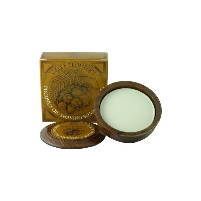 Geo F Trumper Wooden Shave Bowl Coconut for Sensitive Dry Skin