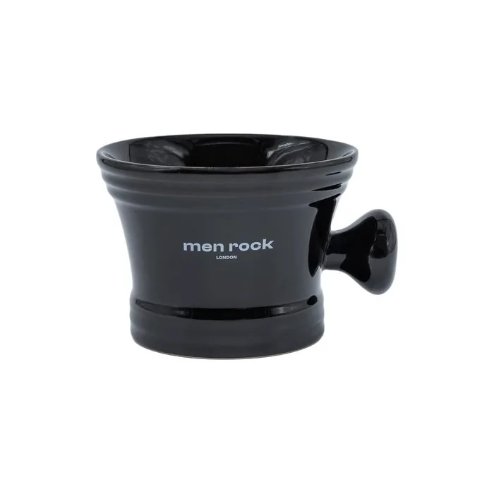 Men Rock Black Porcelain Shaving Bowl with Handle for Comfortable Grip