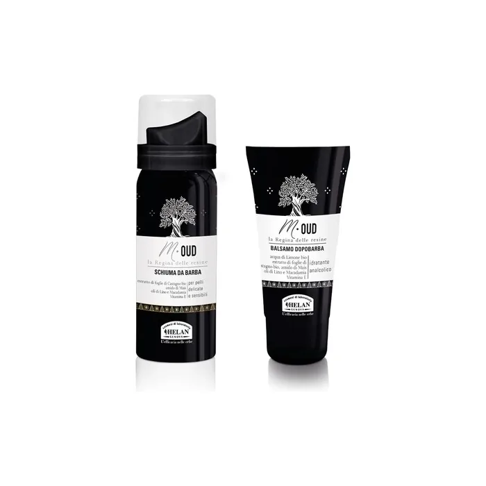 Helan M Oud Shaving Kit for Men with Shaving Foam 50ml and Aftershave Balm