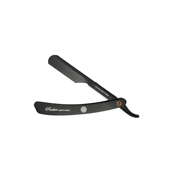 Parker Safety Razor PTBMETAL Stainless Steel Straight Razor Black Finish Quick Blade Change Unisex Adults