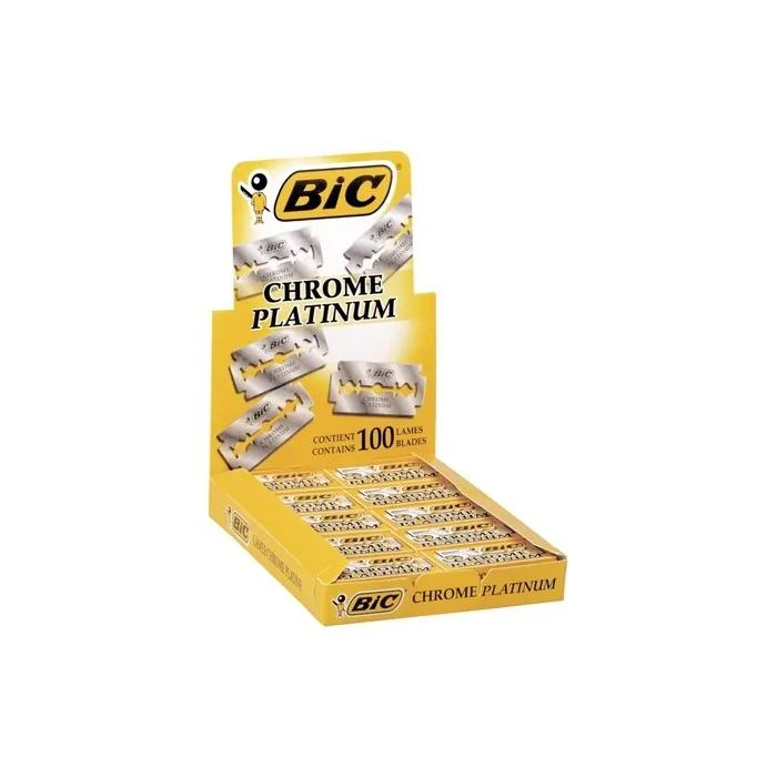 BIC Chrome Platinum Double Edge Safety Razor Disposable Single Blades 100 Pack