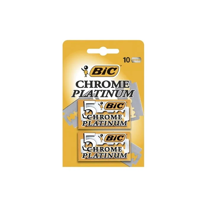 BIC Chrome Platinum Double Edge Safety Razor Disposable Single Blades Stainless Steel 10 Count