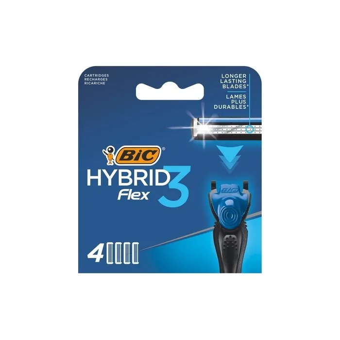 BIC Hybrid 3 Flex Men's Razor Refills with 3 Nano-Tech Titanium Moveable Blades