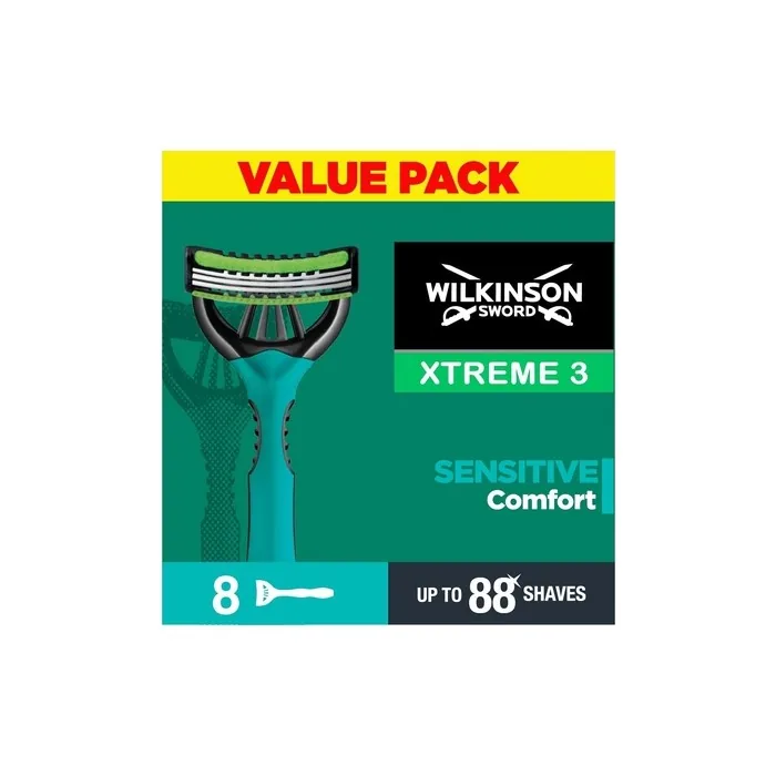 Wilkinson Sword Xtreme 3 For Men Sensitive Disposable Razors Green 8 Count