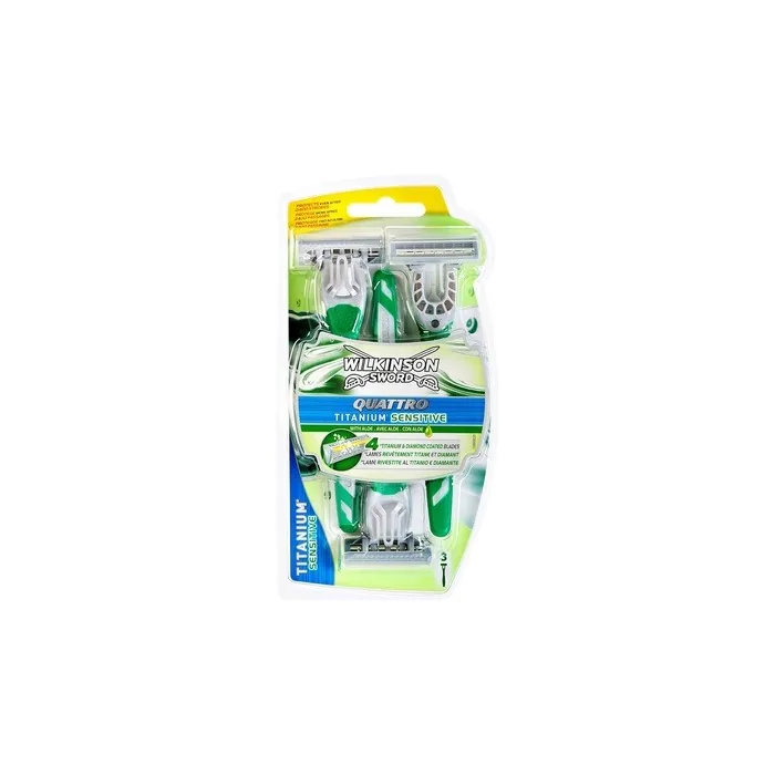 Wilkinson Sword Quattro Titanium Sensitive Men's Disposables Razors x 3