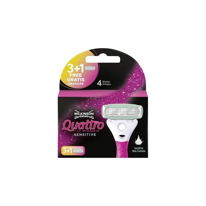 Wilkinson Sword Quattro For Women Sensitive Replacement Heads 4 Pieces