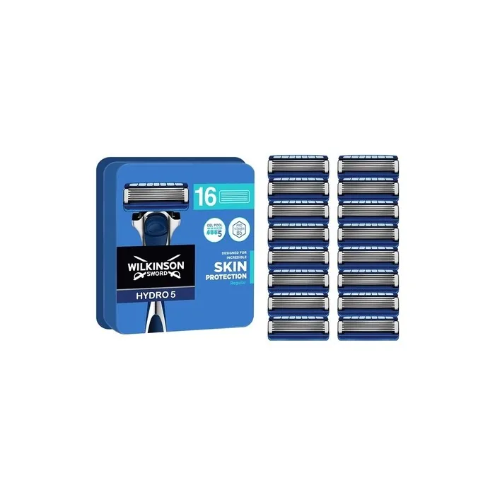 Wilkinson Sword Hydro 5 Razor Blades For Men Carbon Coated Hydrating Gel & Precision Trimmer Pack Of 16
