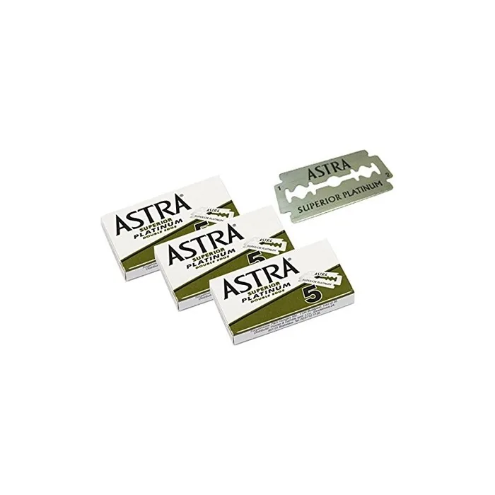 Astra Superior Premium Platinum Double Edge Safety Razor Blades 5 Count - Pack of 3