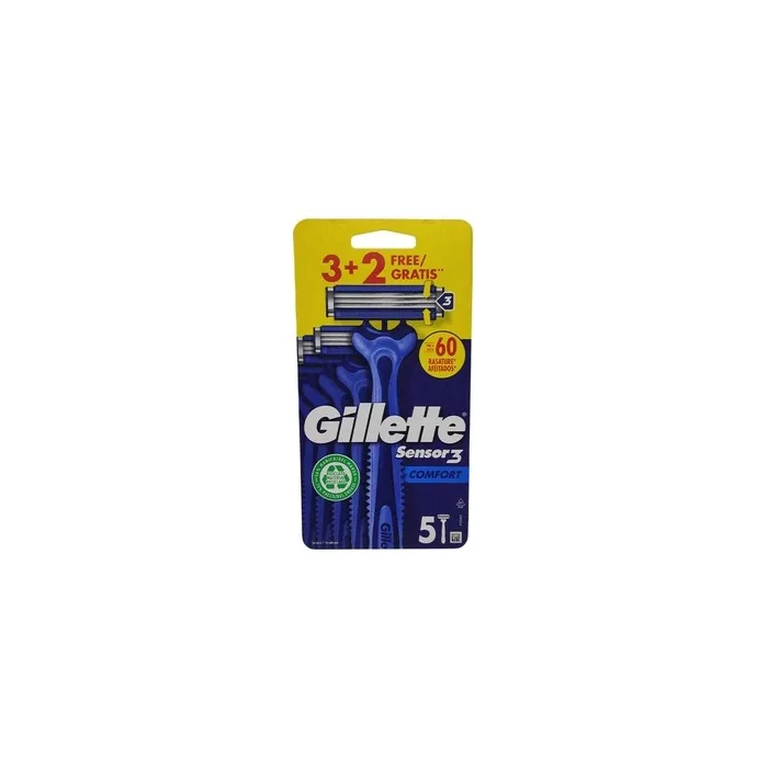Gillette Sensor3 Comfort Disposable Blades for Men 5 Pieces Silver
