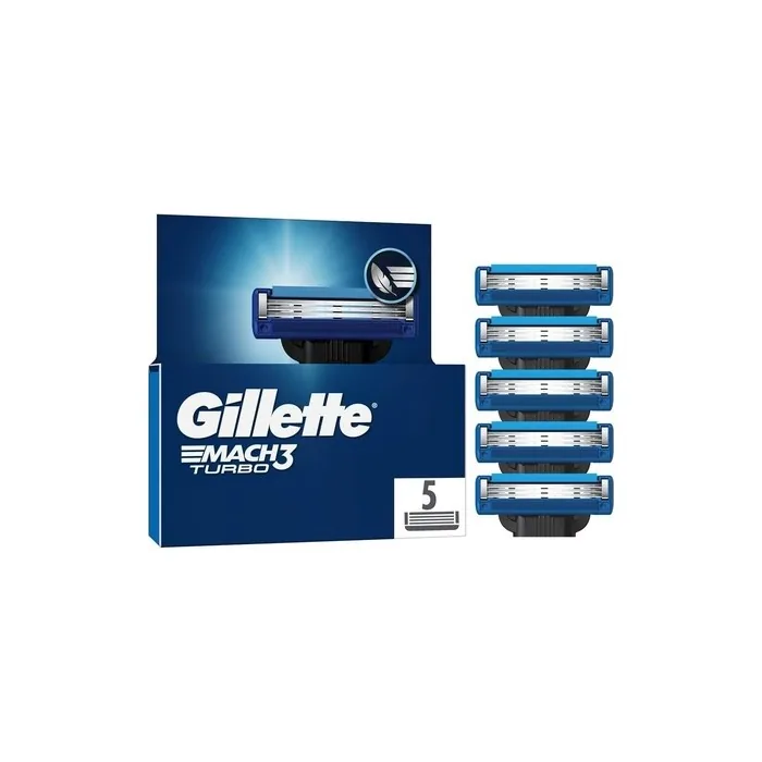 Gillette Mach3 Turbo Razor Blades for Men - Pack of 5