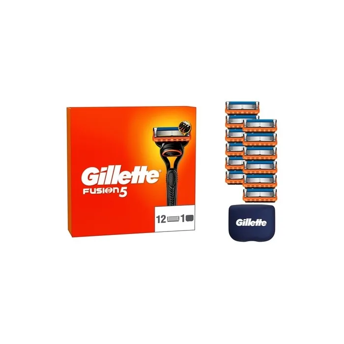 Gillette Fusion5 Replacement Blades with Larger Lubricating Strip - Pack of 12